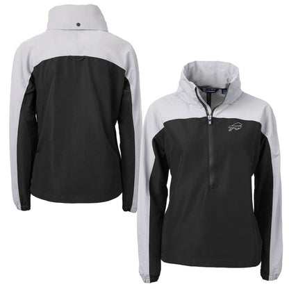 Buffalo Bills Cutter & Buck Women's Charter Eco Recycled Half-Zip Hoodie Anorak Jacket - Black online