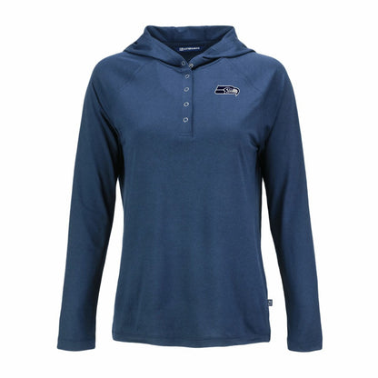 Seattle Seahawks Cutter & Buck Women's Coastline Epic Comfort Eco Recycled Long Sleeve Hoodie T-Shirt - Navy sale