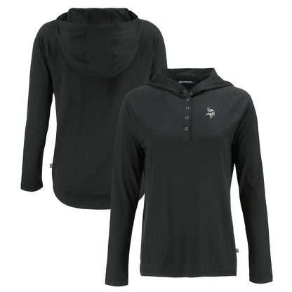 Minnesota Vikings Cutter & Buck Women's Coastline Epic Comfort Eco Recycled Long Sleeve Hoodie T-Shirt - Black discount