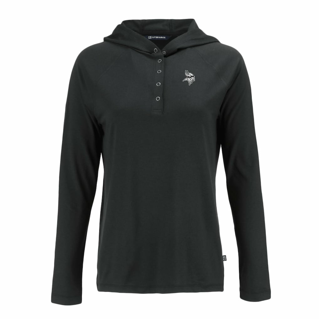 Minnesota Vikings Cutter & Buck Women's Coastline Epic Comfort Eco Recycled Long Sleeve Hoodie T-Shirt - Black discount
