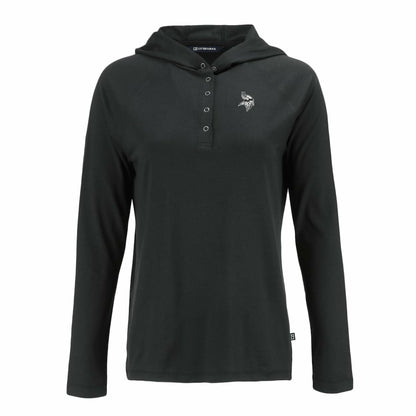 Minnesota Vikings Cutter & Buck Women's Coastline Epic Comfort Eco Recycled Long Sleeve Hoodie T-Shirt - Black discount