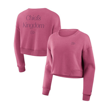 Kansas City Chiefs Women's Studio Tri-Blend Cropped Pullover Sweatshirt - Pink cheap