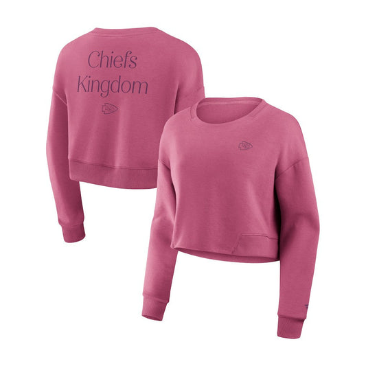 Kansas City Chiefs Women's Studio Tri-Blend Cropped Pullover Sweatshirt - Pink cheap