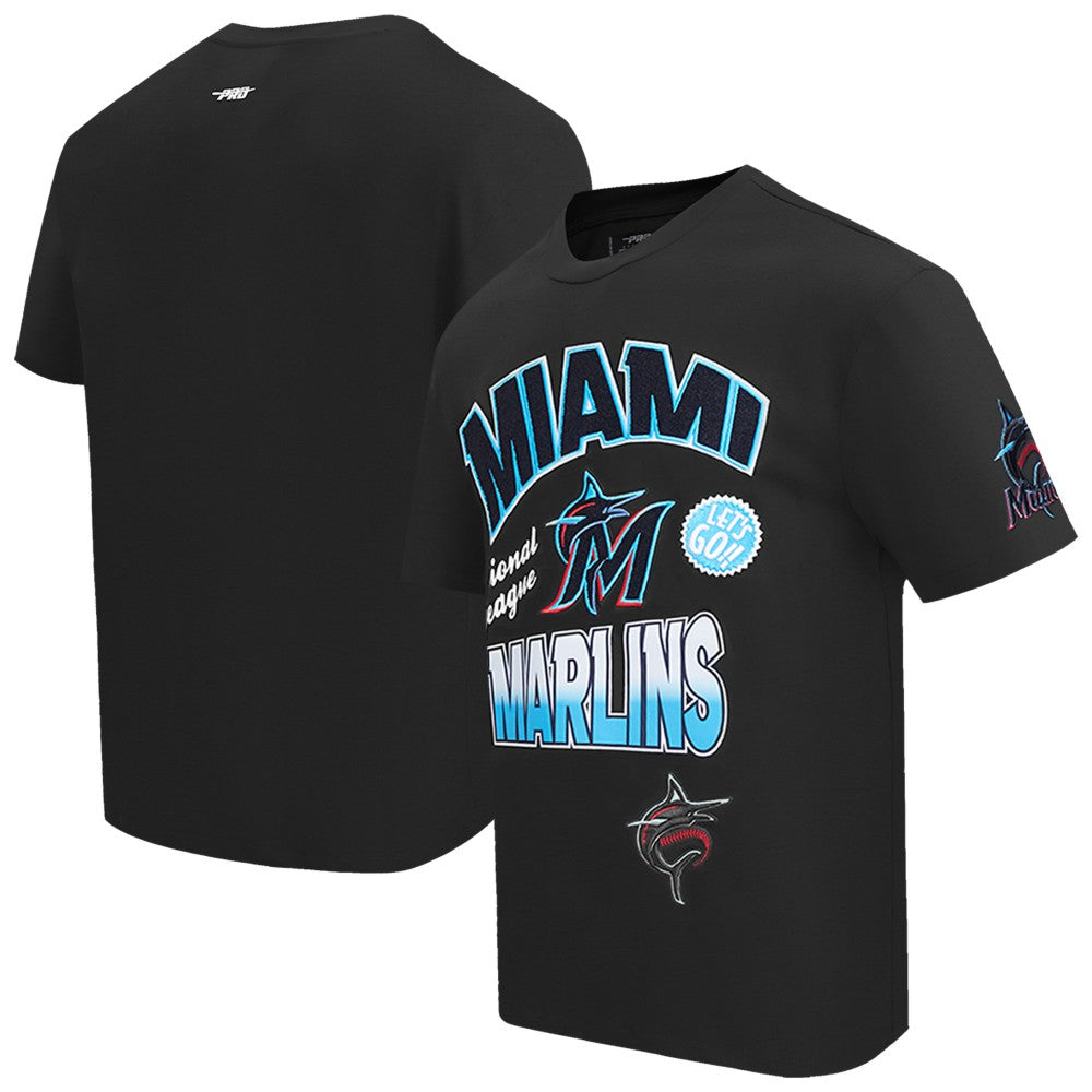 Miami Marlins Pro Standard Turn It Up Dropped Shoulder T-Shirt - Black