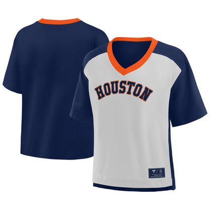 Houston Astros Oversized Race To Win V-Neck T-Shirt - Navy/Graphite