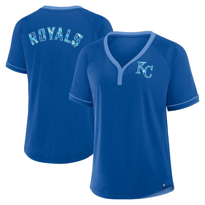 Kansas City Royals Women's League Diva Star Raglan V-Neck T-Shirt - Royal