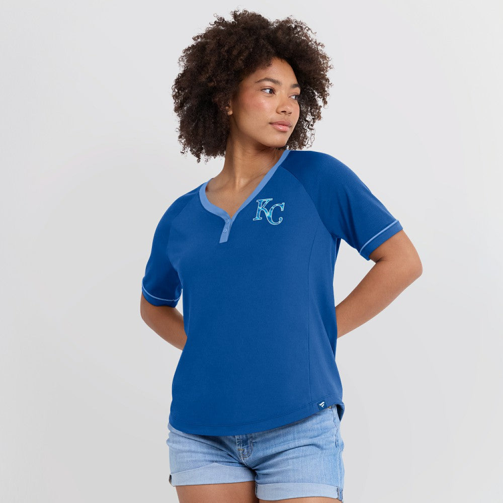 Kansas City Royals Women's League Diva Star Raglan V-Neck T-Shirt - Royal