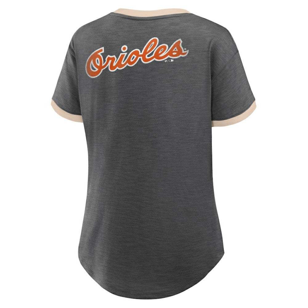 Baltimore Orioles Women's Binge Worthy Stadium Slub V-Neck T-Shirt - Black