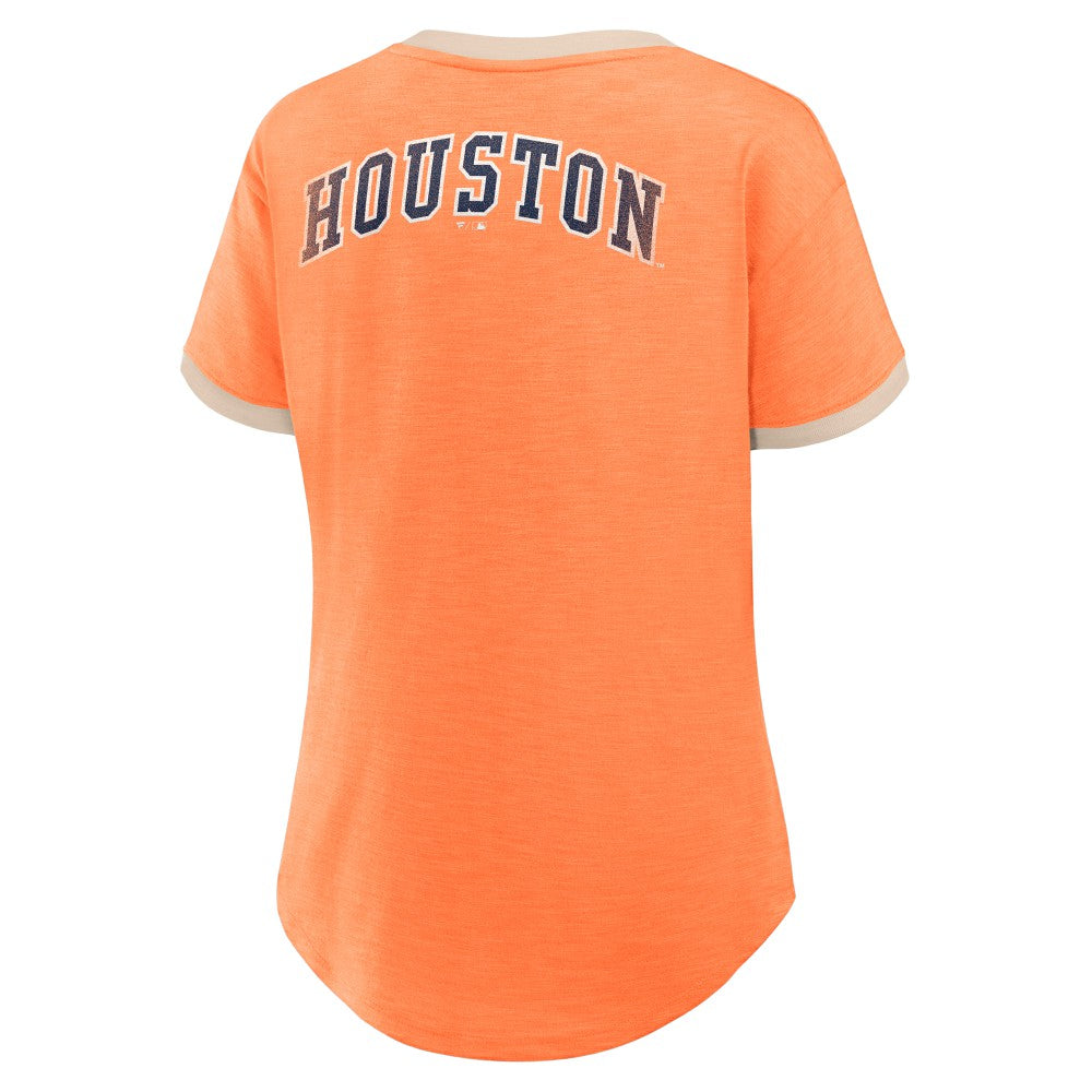 Houston Astros Women's Binge Worthy Stadium Slub V-Neck T-Shirt - Orange