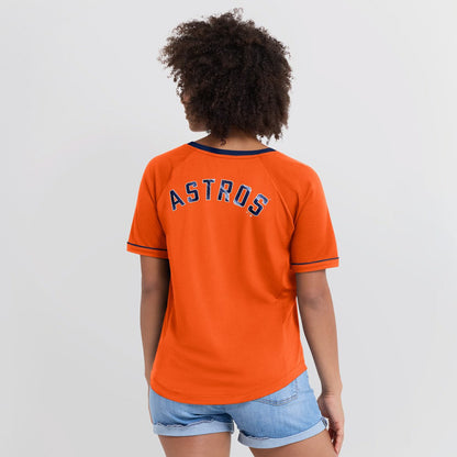 Houston Astros Women's Cooperstown Collection League Diva Raglan V-Neck T-Shirt - Orange