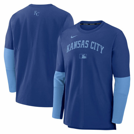 Kansas City Royals Authentic Collection Player Dri-FIT Lightweight Pullover  - Royal/Light Blue | Nike