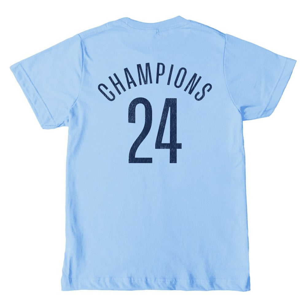 Manchester City 1863FC Youth 2024 Premier League Champions T-Shirt - Sky Blue on sale