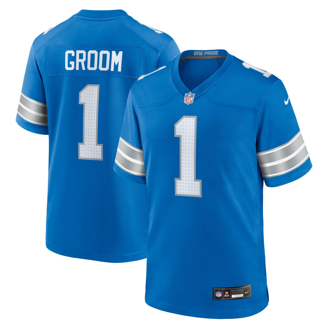 Number 1 Groom Detroit Lions Game Jersey - Blue | Nike sale