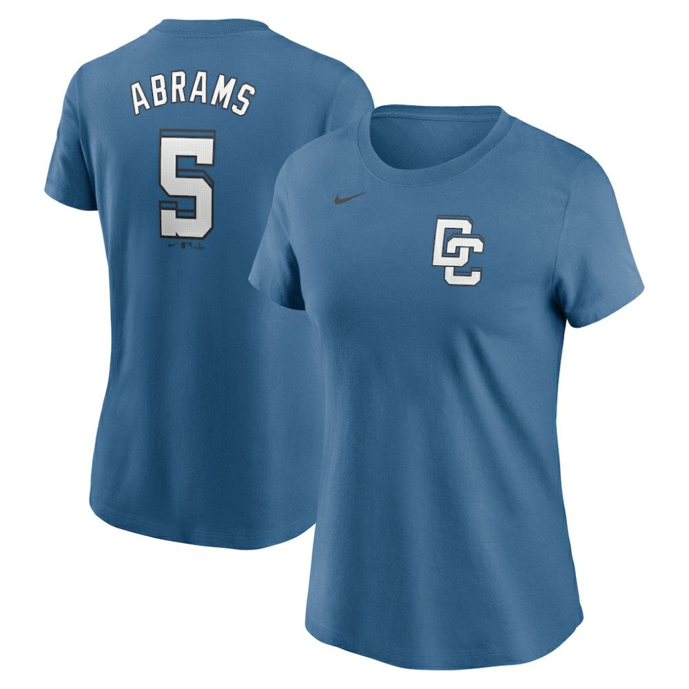 CJ Abrams Washington Nationals Women's 2025 City Connect Fuse Name & Number T-Shirt - Blue | Nike