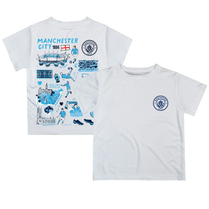 Manchester City Vive La Fete Youth Impressions Artwork T-Shirt - White shop