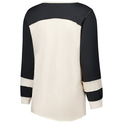 New Orleans Saints '47 Women's Plus Size Double Header Curve Toni Long Sleeve T-Shirt - Cream/Black discount