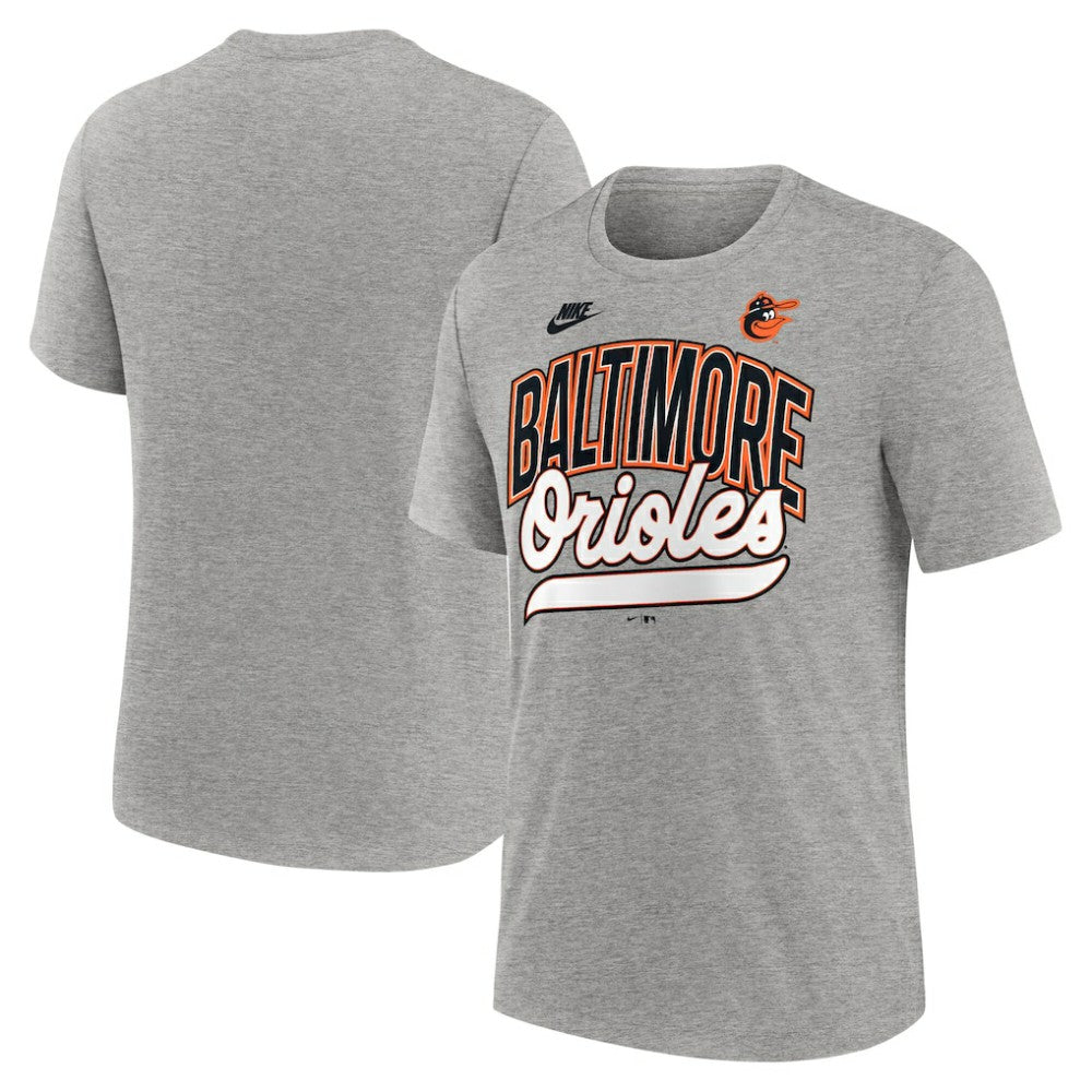 Baltimore Orioles Cooperstown Collection Retro Tri-Blend T-Shirt - Heather Gray | Nike