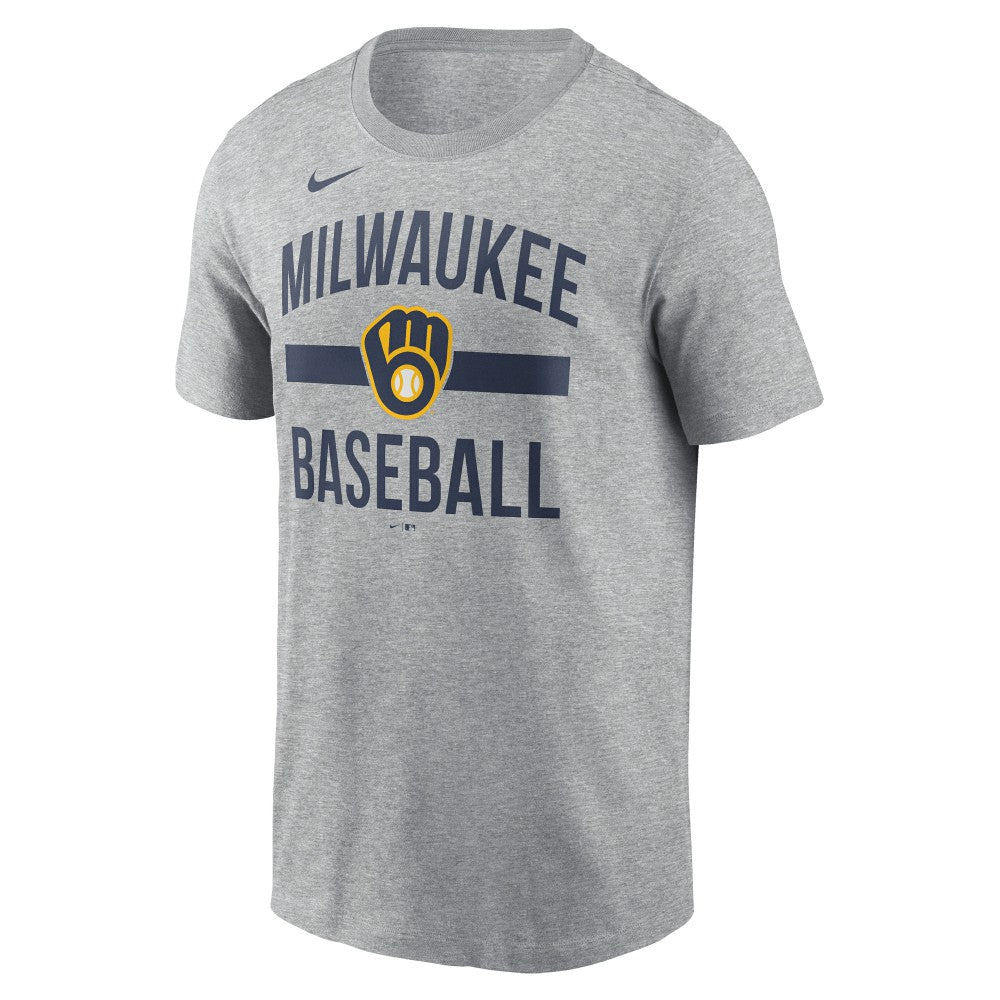 Milwaukee Brewers  Arched T-Shirt - Heather Gray | Nike