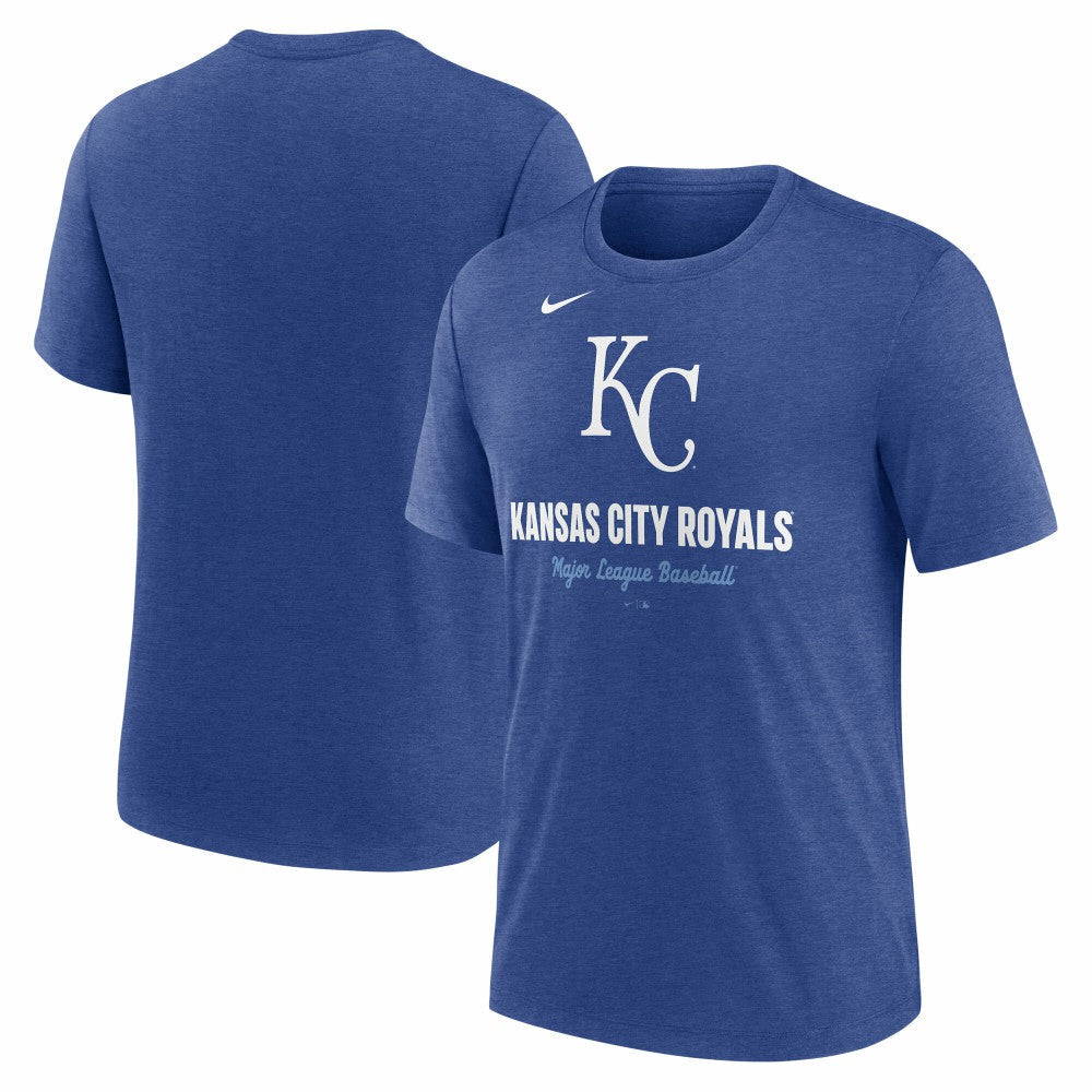 Kansas City Royals Logo Tri-Blend T-Shirt - Heather Royal | Nike