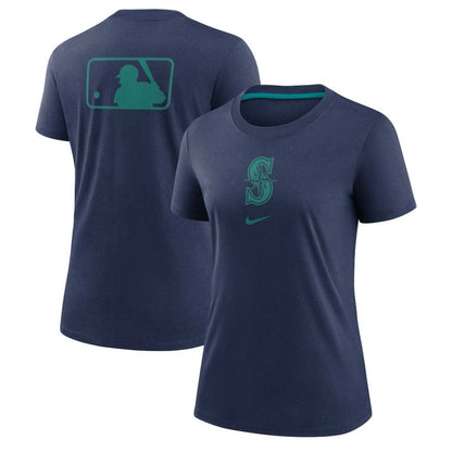 Seattle Mariners Women's Authentic Collection Early Work Tri-Blend T-Shirt - Navy | Nike