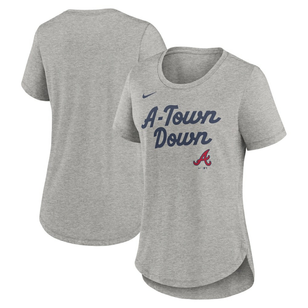 Atlanta Braves Women's Script Tri-Blend T-Shirt - Heather Gray | Nike