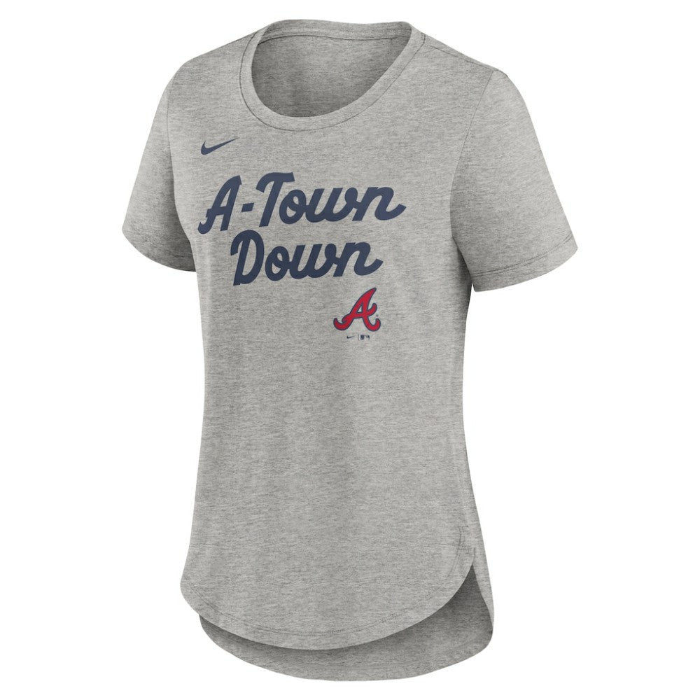 Atlanta Braves Women's Script Tri-Blend T-Shirt - Heather Gray | Nike