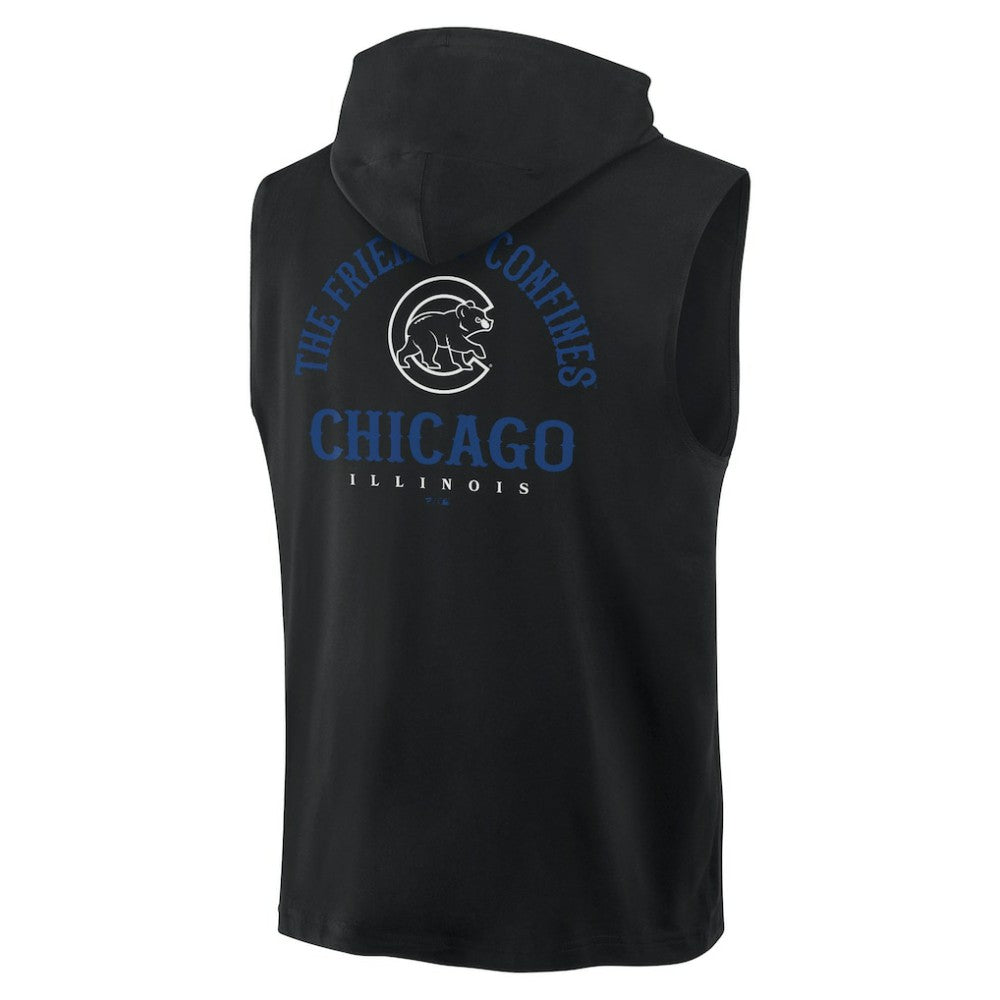 Chicago Cubs Fire Speed Sleeveless Pullover Hoodie - Black