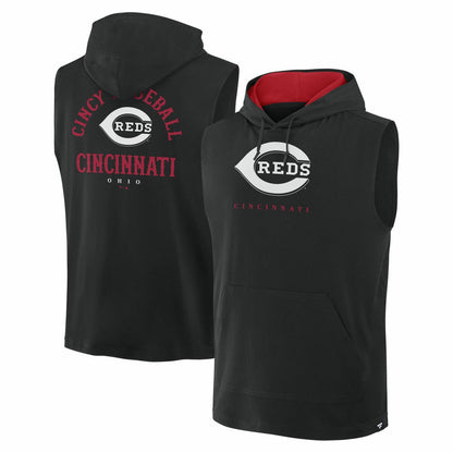 Cincinnati Reds Fire Speed Sleeveless Pullover Hoodie - Black