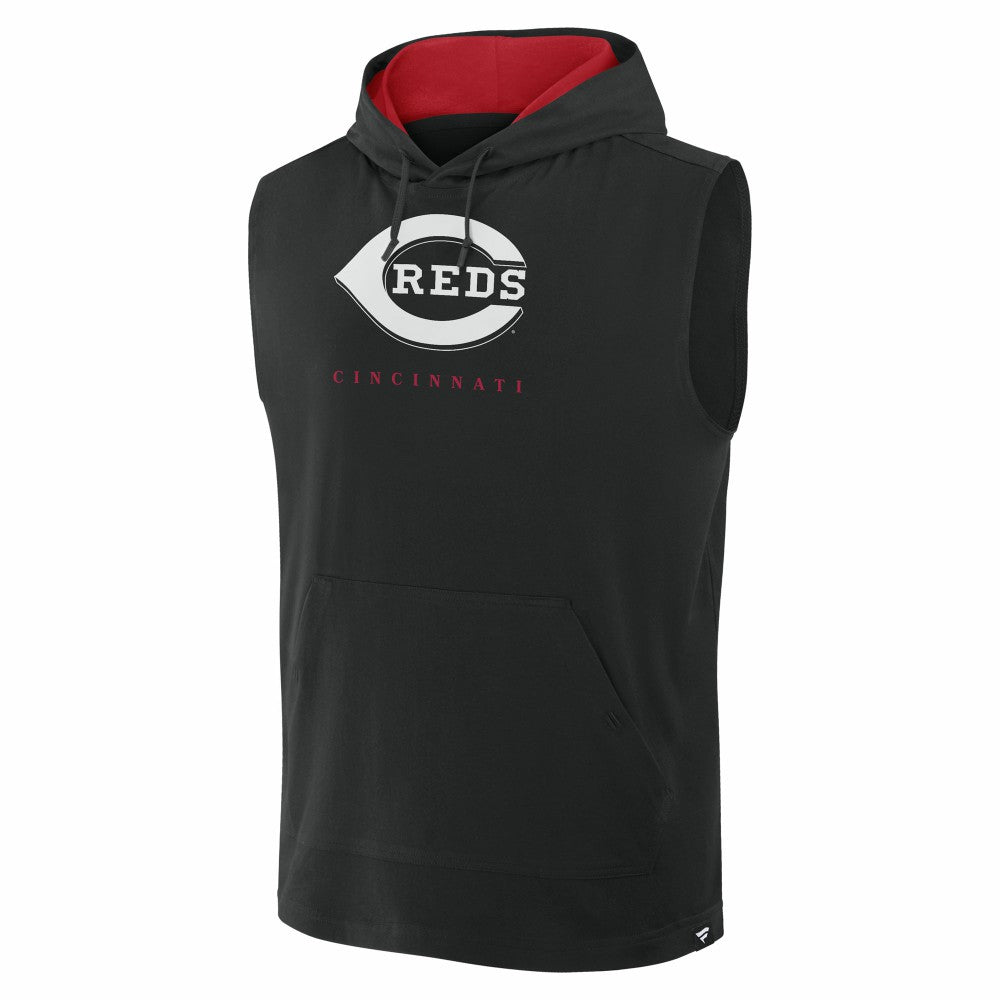 Cincinnati Reds Fire Speed Sleeveless Pullover Hoodie - Black