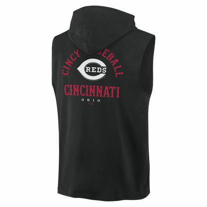 Cincinnati Reds Fire Speed Sleeveless Pullover Hoodie - Black