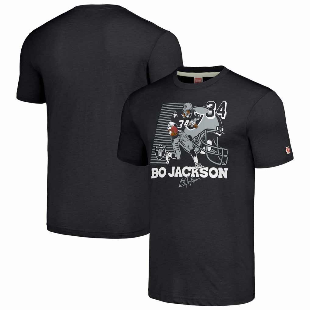 Bo Jackson Las Vegas Raiders Homage Unisex Caricature Retired Player Tri-Blend T-Shirt - Charcoal online