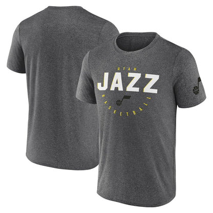 Utah Jazz Logo Athletic Block Practice Performance T-Shirt - Heather Charcoal on sale