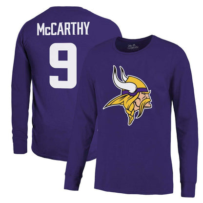 J.J. McCarthy Minnesota Vikings Majestic Threads Name & Number Long Sleeve T-Shirt - Purple discount