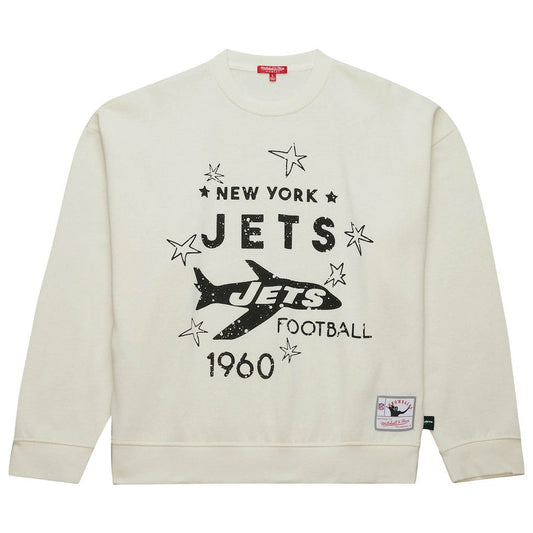 New York Jets Women's Throwback Logo 3.0 Pullover Sweatshirt - Cream discount