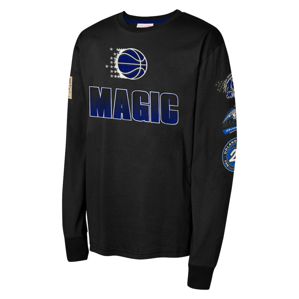 Orlando Magic Youth Hardwood Classics All Over Long Sleeve T-Shirt - Black | Mitchell & Ness on sale