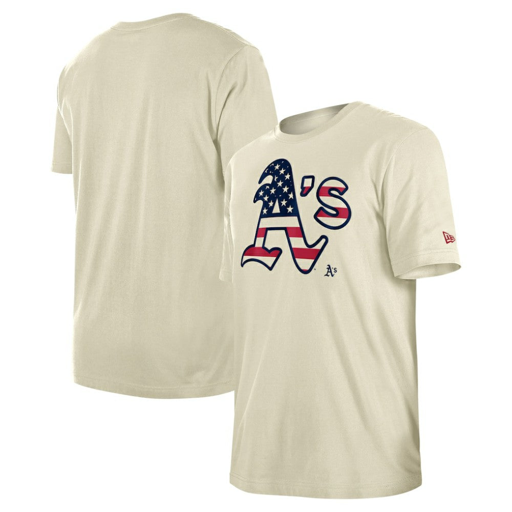 Athletics Americana Flag Fill T-Shirt - Cream | New Era