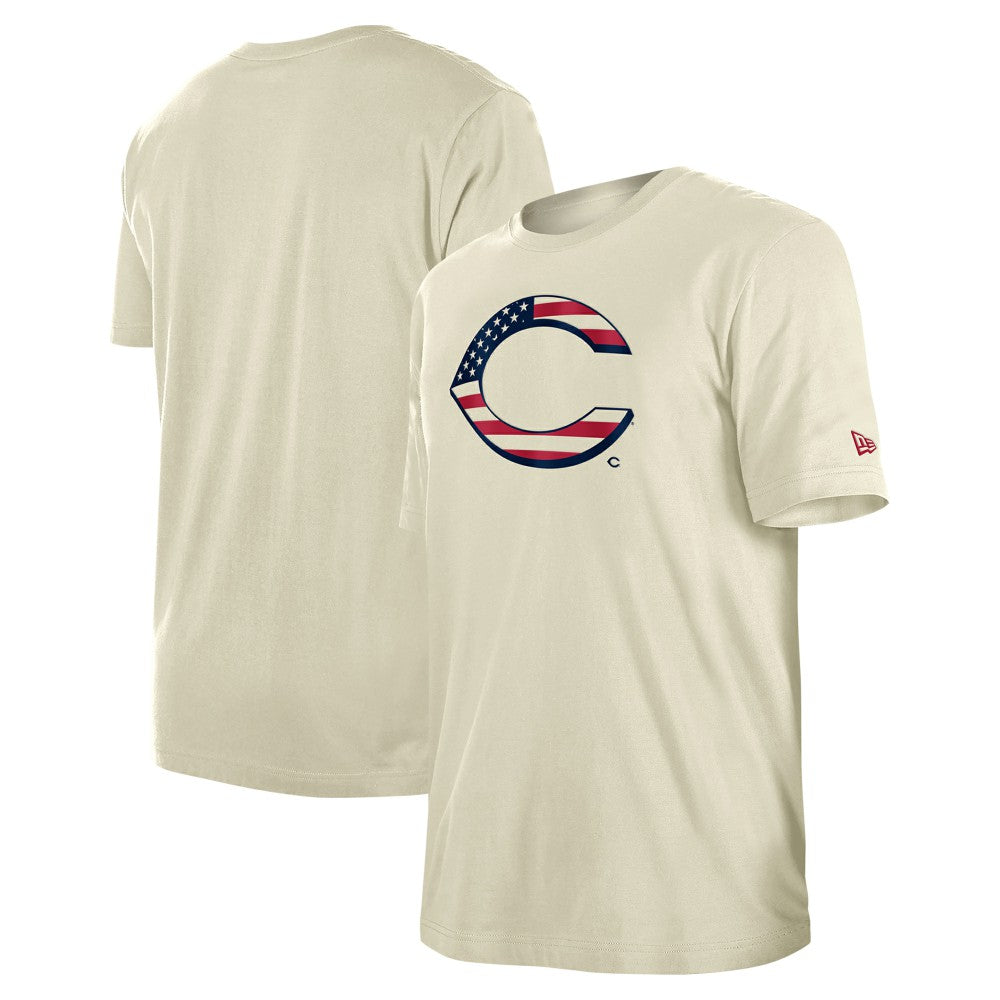 Cincinnati Reds Americana Flag Fill T-Shirt - Cream | New Era
