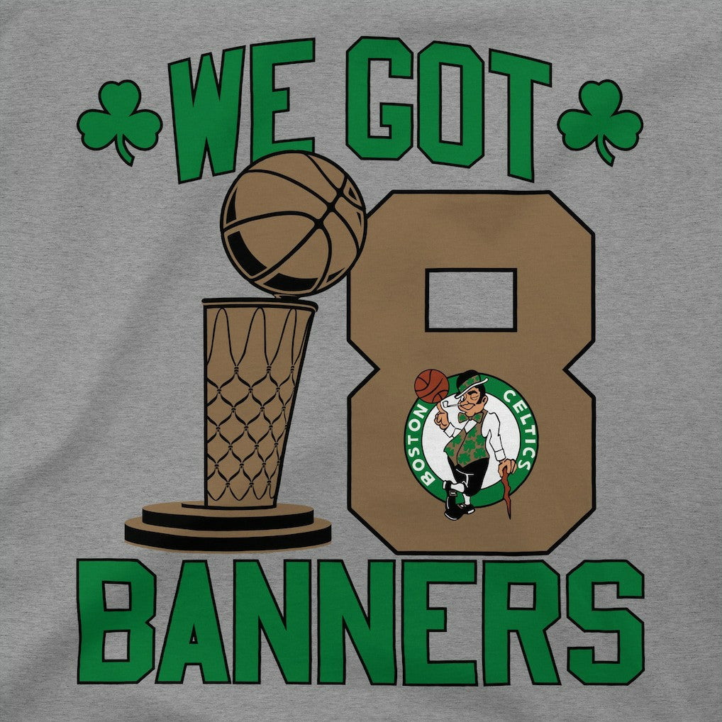 Boston Celtics Stadium Essentials 18-Time NBA Finals Champions We Got 18 Banners T-Shirt - Heather Gray on sale