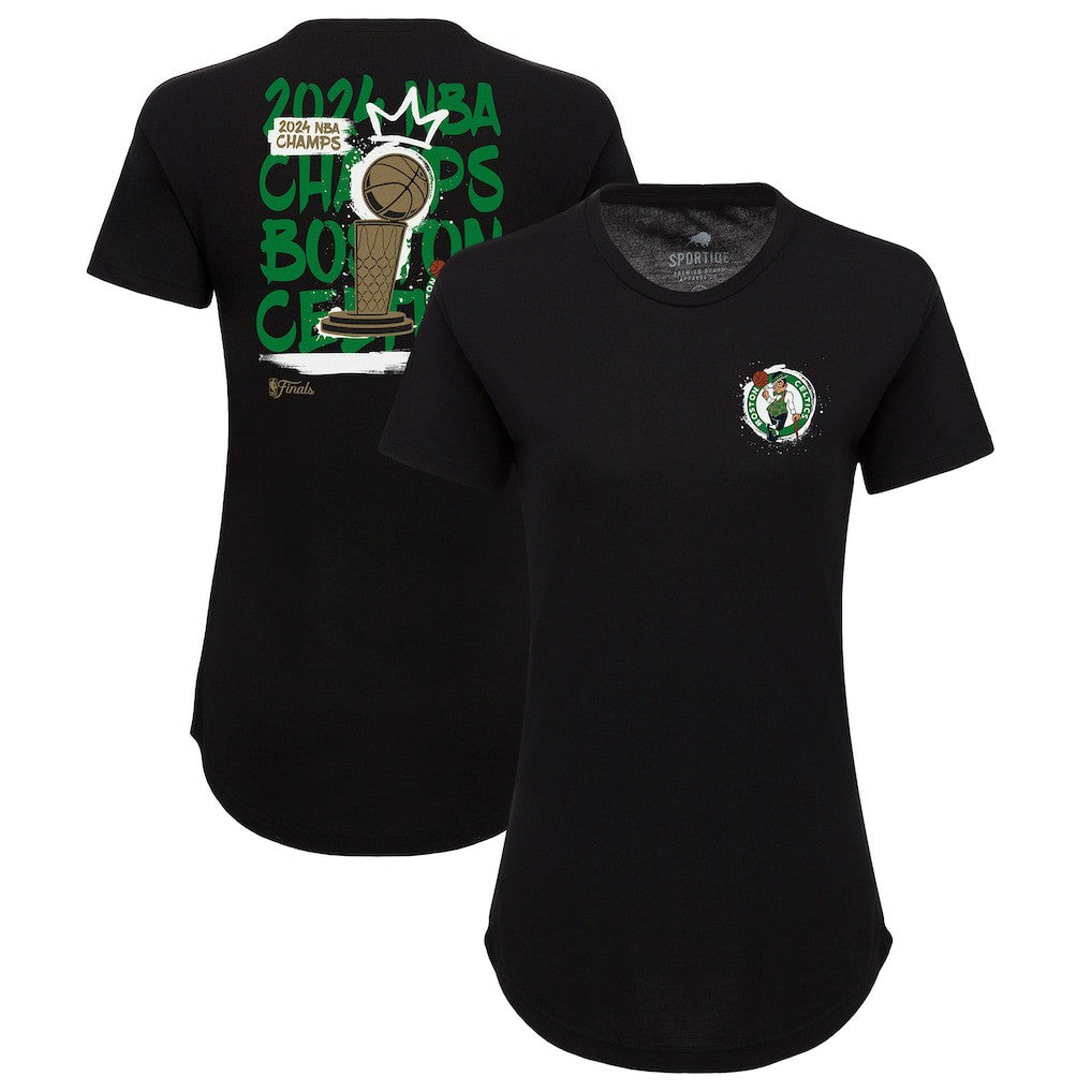 Boston Celtics Sportiqe Women's 2024 NBA Finals Champions King of the Court Phoebe Tri-Blend T-Shirt - Black cheap