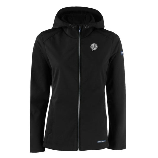 New York Yankees Cutter & Buck Women's Evoke Eco Softshell Recycled Full-Zip Hoodie Jacket - Black