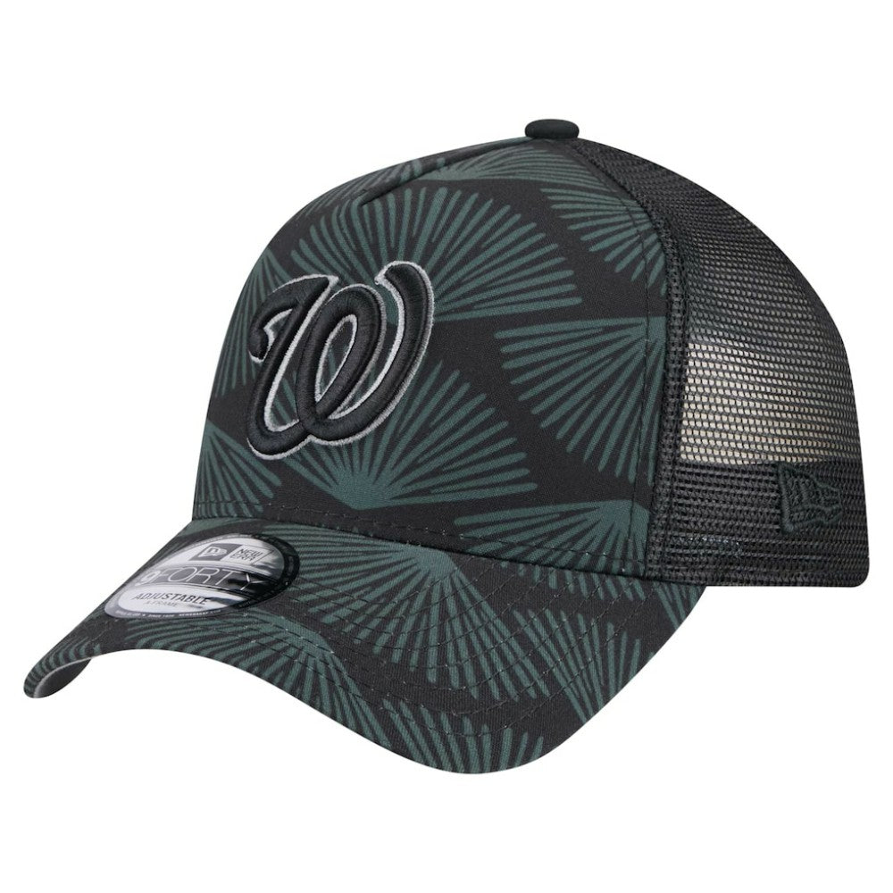 Washington Nationals 9FORTY A-Frame Trucker Adjustable Hat - Black | New Era