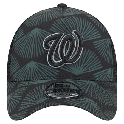 Washington Nationals 9FORTY A-Frame Trucker Adjustable Hat - Black | New Era