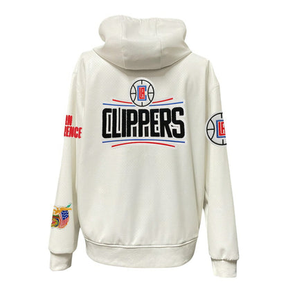 LA Clippers Jeff Hamilton Vegan Leather Full-Zip Hoodie - White on sale