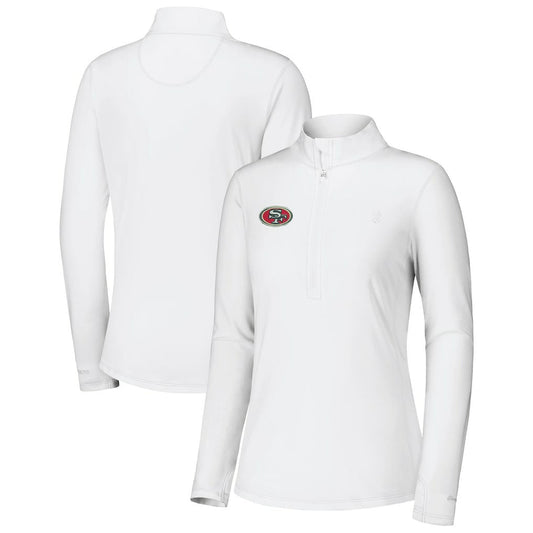 San Francisco 49ers Women's Sport Playa Vista IslandZone Quarter-Zip Jacket - White discount