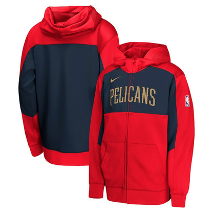 New Orleans Pelicans Youth Authentic On-Court Showtime Performance Full-Zip Hoodie - Red/Navy | Nike discount