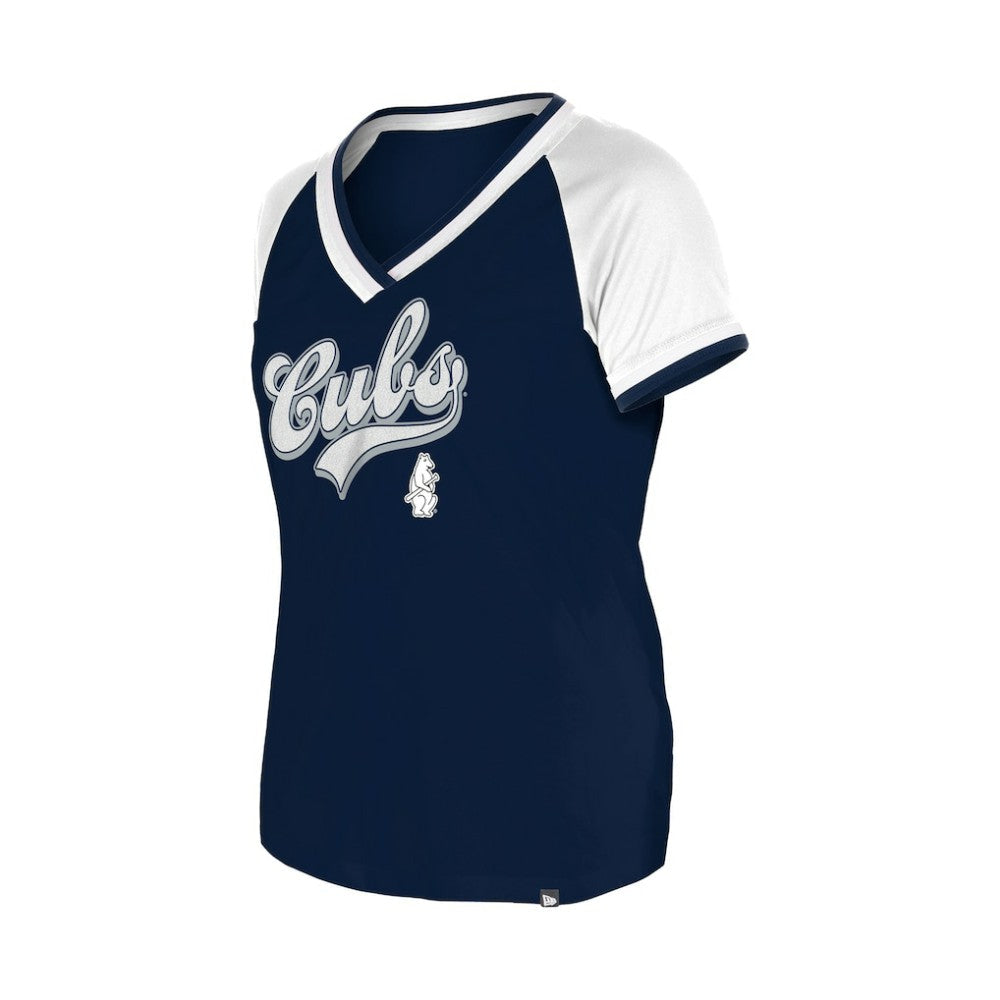 Chicago Cubs Women's Gameday Raglan V-Neck T-Shirt - Navy | New Era