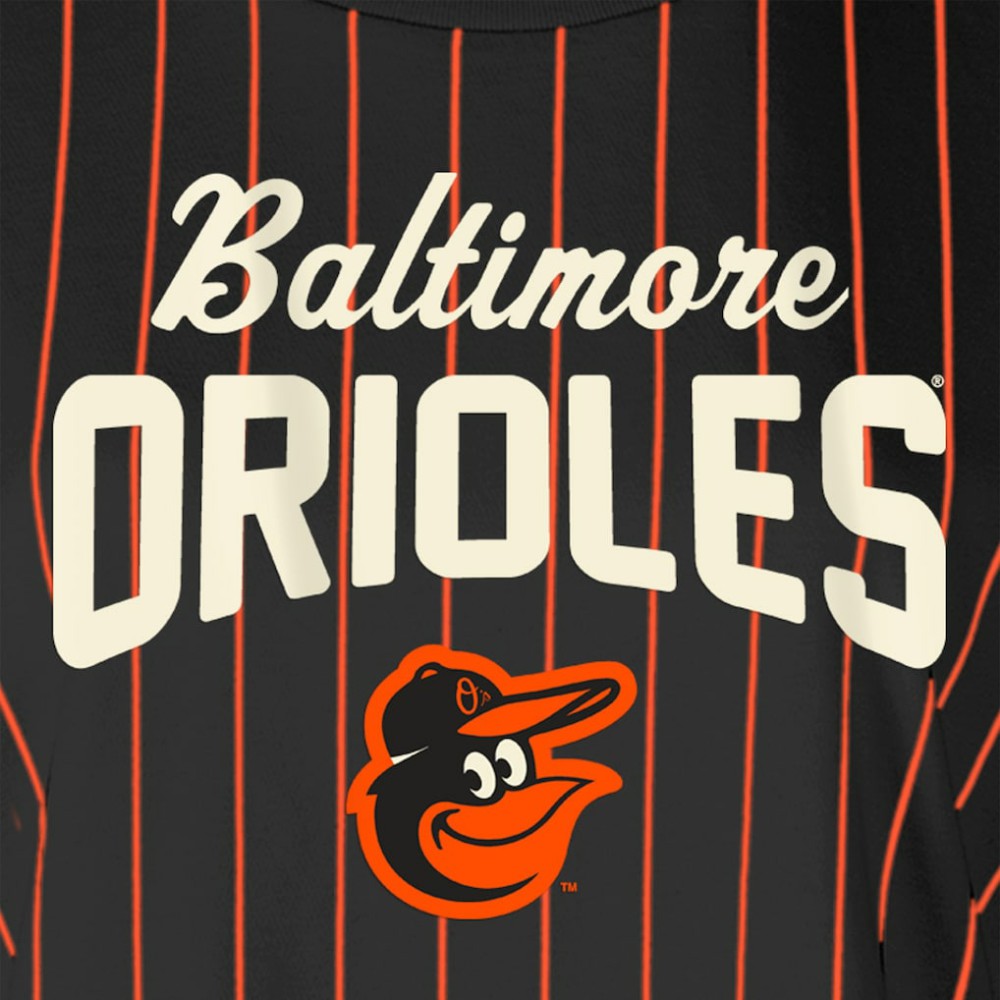 Baltimore Orioles Women's Cooperstown Collection Multiplier Pinstripe Cropped T-Shirt - Black | New Era