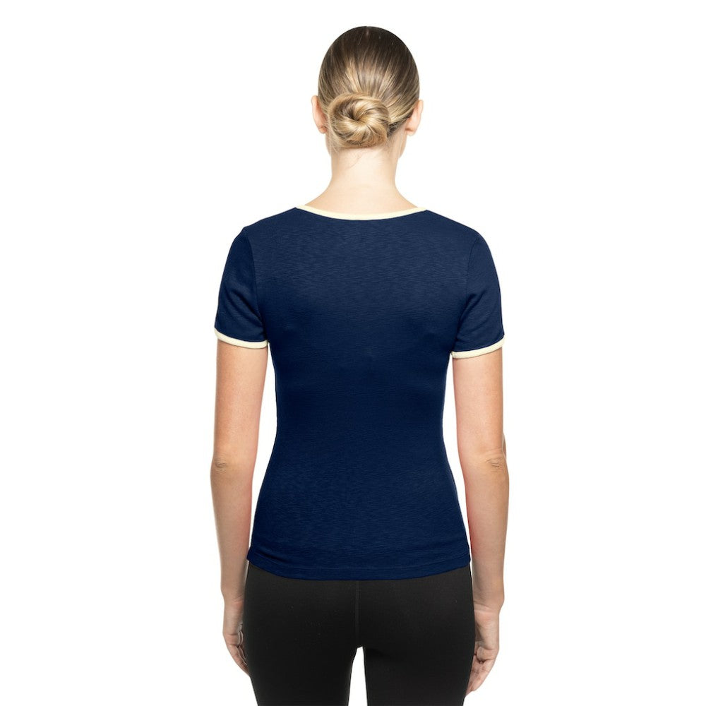 Atlanta Braves Women's Throwback Lace Up T-Shirt - Navy | New Era