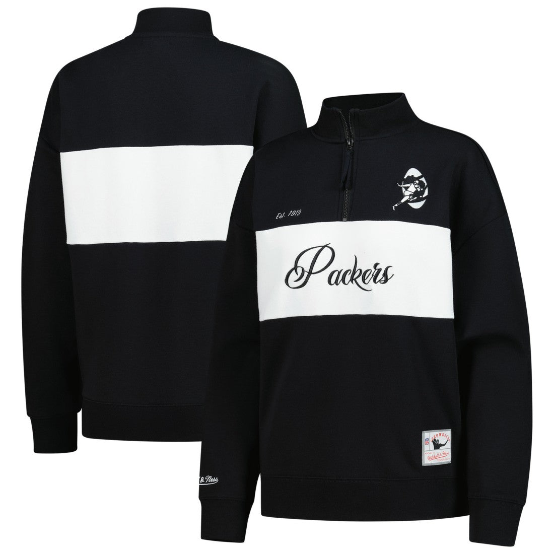 Green Bay Packers Women's Quarter-Zip Jacket - Black discount