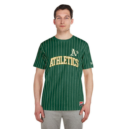 Athletics Throwback Pinstripe T-Shirt - Green | New Era